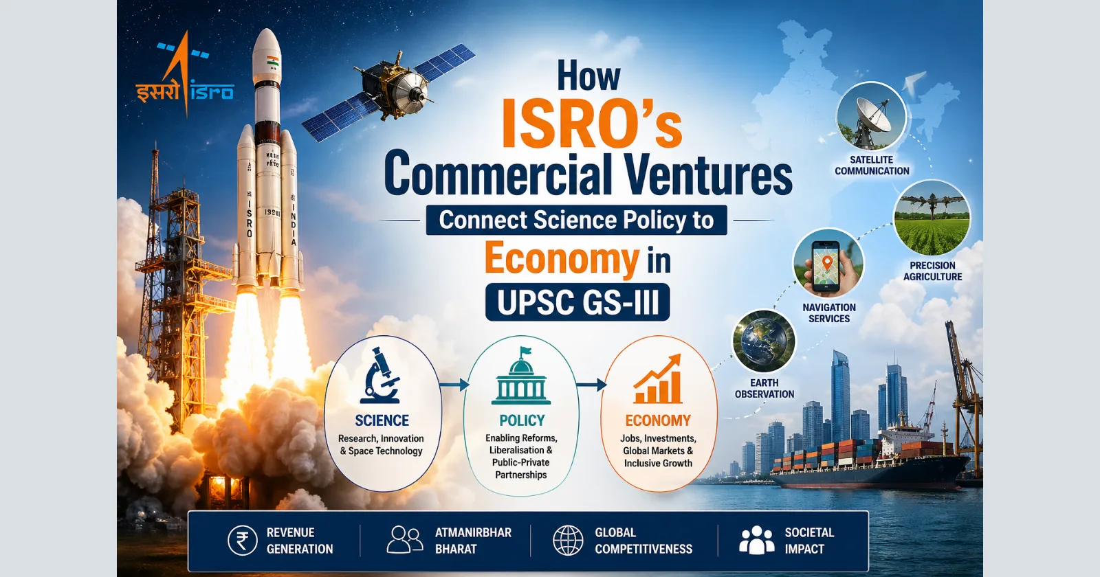 How ISRO's Commercial Ventures Connect Science Policy to Economy in UPSC GS-III