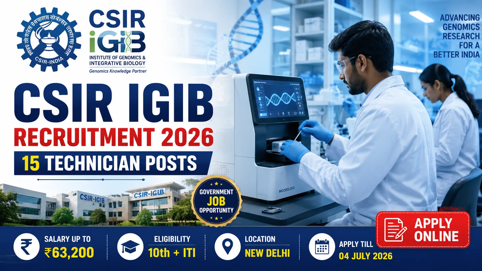 CSIR IGIB Technician Recruitment 2026